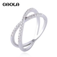 Wholesale Fashion Clear Cubic Zirconia Criss Cross Micro Pave Setting X Shape Ring For Women Jewelry Gifts Band Rings