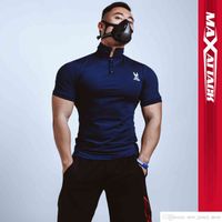Wholesale Custom Own Brand Quick Drying Tights Fitness T shirt Mens Man Short Sleeved Casual Running Sports Polo Shirts Personal Trainer Gym Work Clothes Soccer Jersey