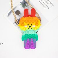 Wholesale Fidget Toy Silicone Push Bubble Little bear Diagonal backpack Adjustable Storage bag Anti Stress Decompression Toy RRB11222
