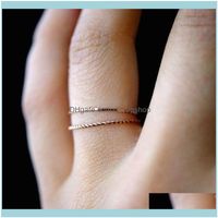 Wholesale Band Rings Jewelry2Pcs Set Gold Twist Geometric For Women Jewelry Fashion Cute Thin Slim Knuckle Joint Ring Set Female Party Gifts