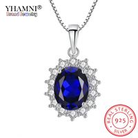 Wholesale Luxury Oval Cut ct Lab Sapphire Pendant Necklace Fine Silver Jewelry Blue Zircon Gemstone Women Gift N345