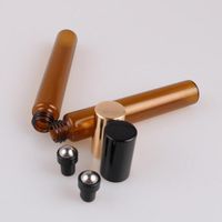 Wholesale Amber Glass Roll on Bottles With Stainless Steel Roller Balls For Essential Oil Perfume Liquid Travel Cosmetic Container Storage Boxes Bin