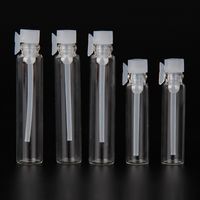 Wholesale 1ml ml Glass Mini Bottle Essential Oil Sample Container Clear Perfume Vials Wth White Black Top For Travel