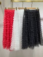 Wholesale Milan Runway White Black Red Organza Silk Women Skirts Designer Venice Lace Ball Gown Skirts Womens