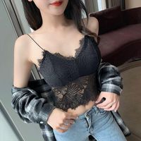 Wholesale Women s T Shirt Summer Sexy Lace Camis Chest wrapped Underwear Tube Top Gathered Bra V Neck Sleeveless Casual Female Camisole Blusa