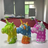 Wholesale NewY ear Rainbow Unicorn D Push Poppers Bubbles Decompression Fingertip Press Toy Children s Silicone Poo It Anti Stress Squeeze Fidget Toys Games GG6FG95
