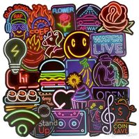Wholesale 50pcs Car Stickers Neon Light Posters Graffiti Skateboard Snowboard Laptop Luggage Motorcycle Bike Home Decal Gifts for Kids