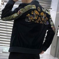 Wholesale Men s Jackets Fashion Stand Collar China Dragon Embroidery Mens Jacket Casual Coats Hight Quality Casacas Para Hombre Man Coat Men