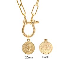 Wholesale Pendant Necklaces Women Necklace Lucky Coin Padlock Charm Saint San Benito Stainless Steel Ushape Heavy Chain Hip Hop Thick Party Jewelry