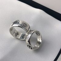 Wholesale Luxury Designer Jewelry Multi element Retro Style Flower Bird Letters Fashion Brand Width Narrow Silver Rngs Mens Womens Party Couples Ring