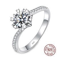 Wholesale Luxury Solitaire Carat Lab Diamond Ring Real Sterling Silver Jewelry Engagement Wedding Band Women Anniversary Gift J