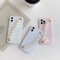 Wholesale Soft TPU Shinny Phone Cases Sparkle Bling Crystal Clear Case Pearl Bracelet Wrist Straps Cover for iPhone PLUS X PRO MAX