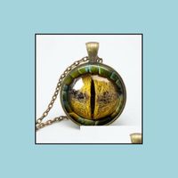 Wholesale Pendant Necklaces Pendants Jewelry Three Nsional Dragon Eye Necklace Colorf Glass Cabochon Dome Chain Ftcn49 Drop Delivery Be4D