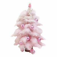 Wholesale Christmas Decorations Pink Feather Tree LED Ornaments Handmade Girl Heart DIY Package