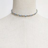 Wholesale Chokers Style Rhombus Faceted Crystal Bead Necklace Gray Blue Gold Beaded Jewelry Fashion All match Choker Valentine s Day Gift