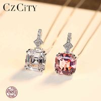 Wholesale CZCITY Sterling Sier Morgan Stone Necklace Luxury White Gold Plated Topaz Pendant Necklace