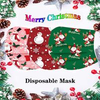 Wholesale Custom Christmas Printed Disposable Face Mask Cute Cartoon Color Parent child Family Protective Masks
