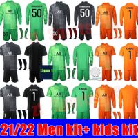 Wholesale New adult Men kits Youth Germain Long Sleeve Soccer jerseys GK Goalkeeper Keylor Navas Jersey Gianluigi Donnarumma boys Kids kit Football Shirt
