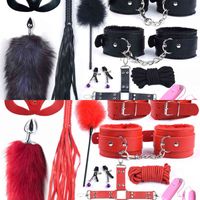 Wholesale NXY SM Bondage CM Long Fox Tail Anal Plug BDSM Sex Adult Toys for Women Handcuffs Whip Leather Cat Mask Adults Games