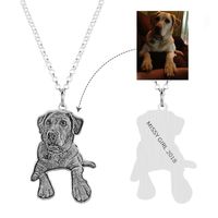 Wholesale Pendant Necklaces Custom Personalized Pet Cat Dog Po Necklace Pendants Sliver Engrave Name Women Men Jewelry Memorial Gift EW30