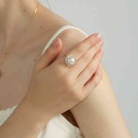 Wholesale Large freshwater pearl ring feminine design fashion personality new index finger sense