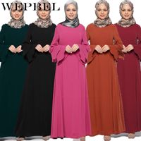 Wholesale Wepbel Real Muslim Dress Women Turkish Robes Loose Marocain Kaftan Ramadan Islamic Clothing Long Sleeve Plus Size Kimono Casual Dresses