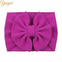 Wholesale trendy bows flower headband waffle fabric elastic kids headwarp diy hair accessories for girls party hot sale hairbands