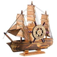 Wholesale Decorative Objects Figurines Vintage Marine Nautical Wooden Sailing Boat Ship Wood Crafts Ornaments Party Home Room Decoration
