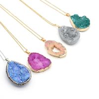 Wholesale Pendant Necklaces Natural Druzys Stone Necklace Irregular Shape Agates For Women Jewerly Gift x30x6mm x30x6mm