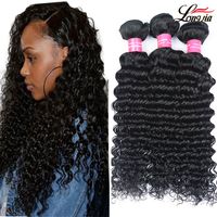 Wholesale a Brazilian Virgin Hair Deep Wave Unprocessed Brazilian Deep Curly Wave Human Hair Extensions Deep wave Hair bundles