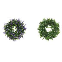Wholesale Decorative Flowers Wreaths Christmas Wreath Green Leaf For Door Outdoor Wall Window Party Decoration Simulation Plants