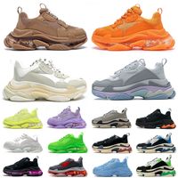 Wholesale Paris FW Triple S Clear Sole Sneakers Walking Mens Women Casual Shoes All White Black Pink Green Gret Rainbow Sports Outdoor Old Dad Shoe