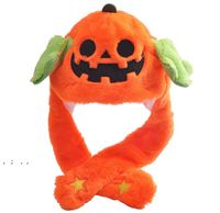Wholesale Ear Moving Jumping Hat Theme Costume Funny Plush Ghost Pumkin Earflaps Movable Warm Cap Teenage Adults Unisex Cosplay Halloween RRF11961
