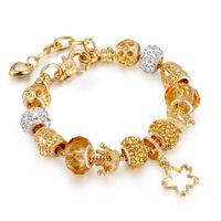 Wholesale 2021 Fashion Bracelet Color Preserving Gold Plated Crystal Diamond Ball Bracelet Pandora Style Heart Shaped Beaded DIY Glamour Girl Jewelry Gift