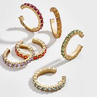 Wholesale 6Pcs Set Rainbow Colorful Ear Cuff Earrings for Women Fashion Boho Cubic Zirconia C Shaped Clip Earring No Pierced Jewelry