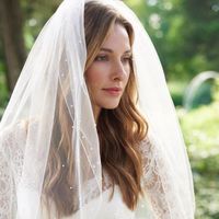 short ivory bridal veil 2022 - Bridal Veils Elegant Pearl White Ivory Short Wedding Veil With Comb One-layer Cathedral Pearls Tull Bride