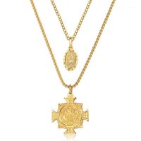 Wholesale Chains Fashion Separated Pendant Necklace For Men Women Box Curb Chain Cross Jesus Virgin Mary Charms Religion Jewelry DS15