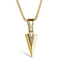 Wholesale Pendant Necklaces Cool Dormineering Engraved Big V Arrow Necklace Men Gold Anchor For Man Neckless Figaro Chain