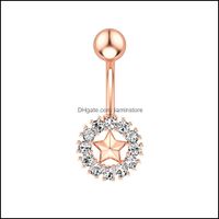 Wholesale Navel Bell Button Rings Body Jewelry Piercing Star Diamond Belly Nail Allergy Stainless Steel For Women Crop Top Will And Sandy Drop Deliv