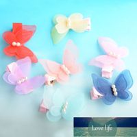 Wholesale 5 Candy Color Bow Butterfly Hair Clips Girls Hair Grips Kids Hairpin Headwear Fashion Accessories