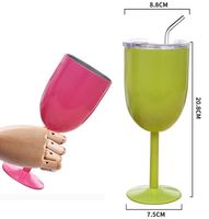 Wholesale 10oz lovers Goblet cups Stem beer stainless glass red wine goblets Vacuum Insulated mug Stainless Steel with lid mugs cup color wedding champagne glasses