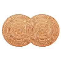 Wholesale Mats Pads Pack Handwoven Rattan Placemats Round Wicker Table Mats Natural Woven Placemats For Dinner Table Heat Resistant