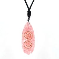 Wholesale Pendant Necklaces FYJS Unique Copper Spiral Rose Pink Quartz And Resin Rope Chain Necklace Tourmaline Stone Orgonite Jewelry