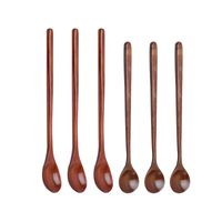 Wholesale Spoons set Kitchen Tool Non Stick Coffee Iced Tea Multipurpose Stirring Wooden Spoon Milk For Drinking Long Handle Mixing Portable