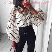 Wholesale Fashion Dots Blouse Women Shirts Sexy Sheer Polka Dot Organza Top Perspective Puff Sleeve Blusas