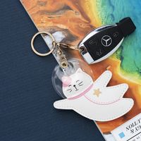 Wholesale Favor Pilot creative personality keychain pendant luxury leather auto Bear keychains cute cartoon bag hanging small gifts