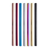 Wholesale 215mm Wide Stainless Steel Drinking Straws Reusable Colorful Boba Smoothie Milky Tea Metal Straw