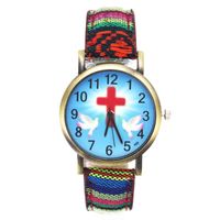 Wholesale Wristwatches Red Cross Jesus Easter Day God Role Rescue Peace Pigeon Women Men Unisex Wrist Watches mm Canvas Strap Watch