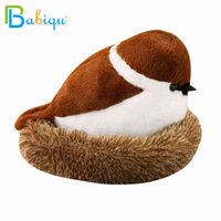 Wholesale Soft Adroable Realistic Stuffed Bird Animal Sparrow Plush Toys with Fluffy Nest Creative Soft Toys for Children Funny Gift H1111