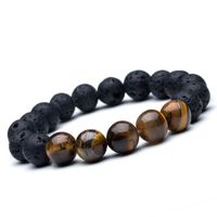 Wholesale Men s Bead Bracelets Bangles mm Tiger Eye Lava Natural Stone Beads Strand Bracelet Braclet For Male Jewelry Accessories Beaded Stran